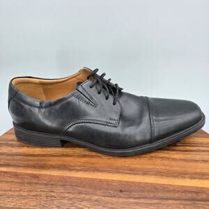 Clarks Oxfords Men's 11.5 M Black Leather Tilden Cap Toe Lace Up Dress Shoes